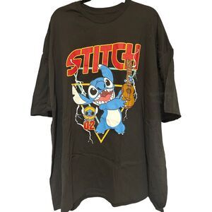 Disney Stitch "Hangry" Brown Short Sleeve Cotton Mens Size XL Tee Shirt‎ NEW